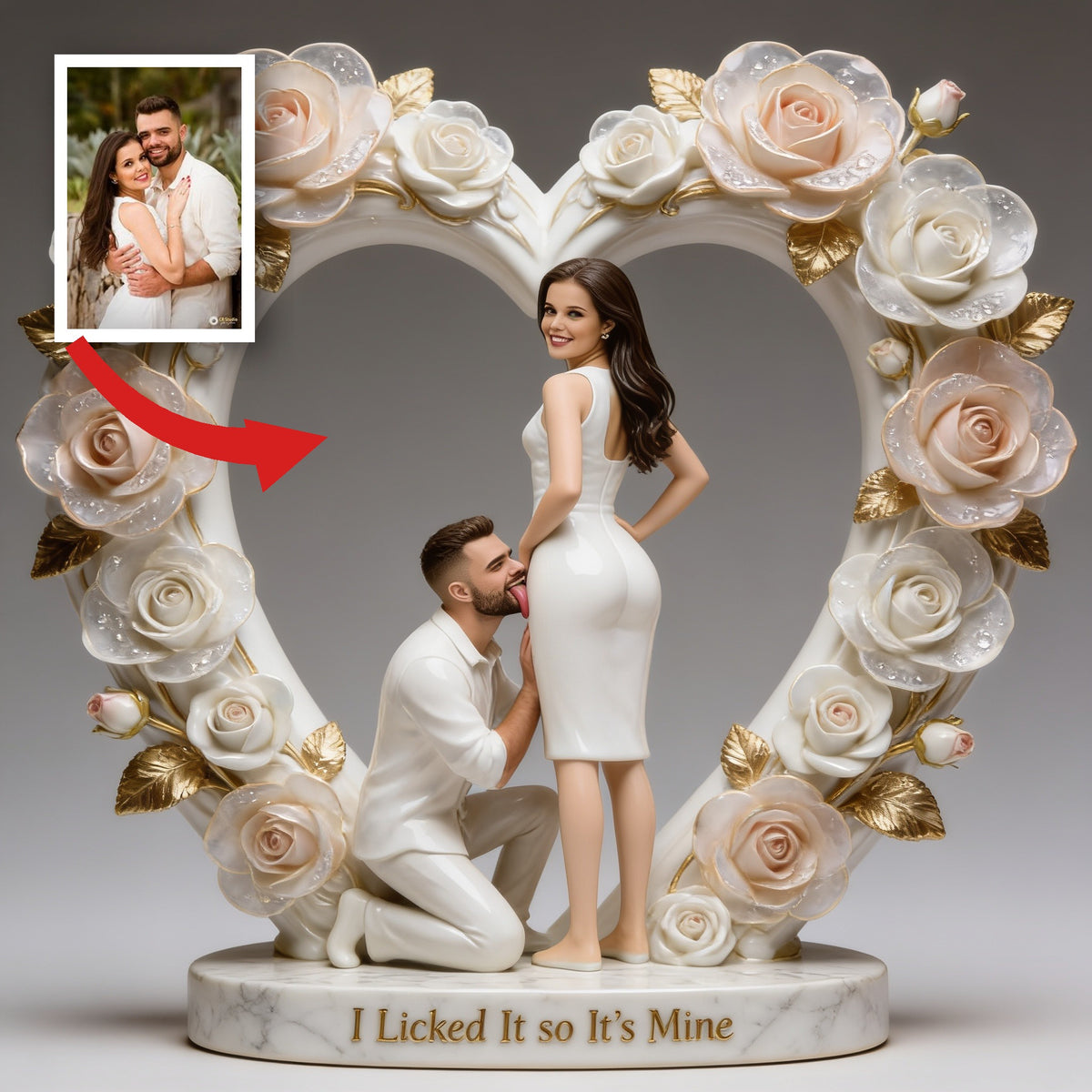 Funny Romantic Couple "I Licked It so It's Mine" Custom Heart Shaped Acrylic Plaque, Cute Relationship Anniversary Gift