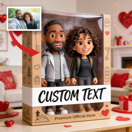 Plaque Acrylique Personnalisée Couple Chibi Noir, Cadeau Romantique pour Anniversaire de Saint-Valentin