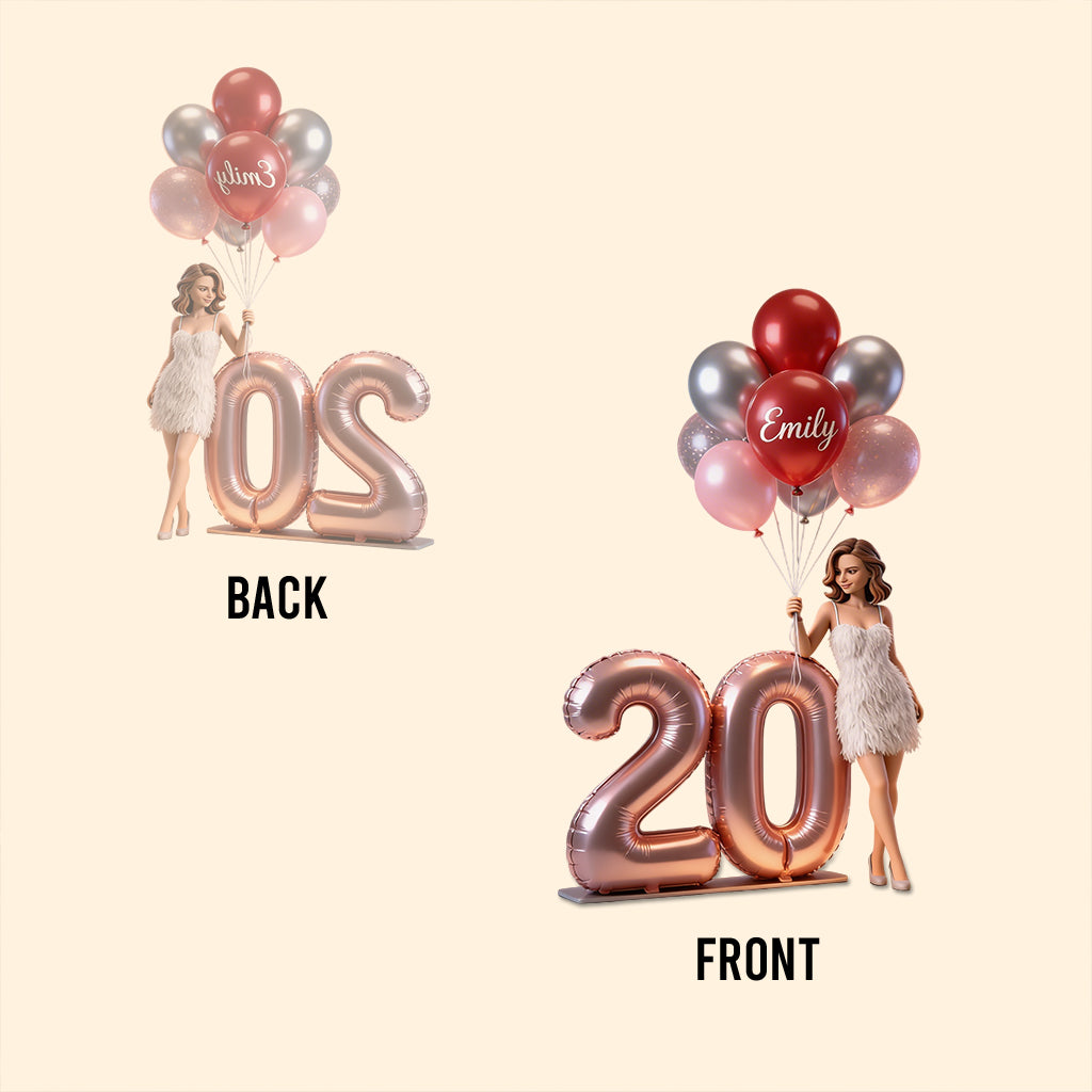 Personalized Custom Smiling Adult Man Milestone Birthday Balloon Shaped Acrylic Plaque, Unique Gift For Him