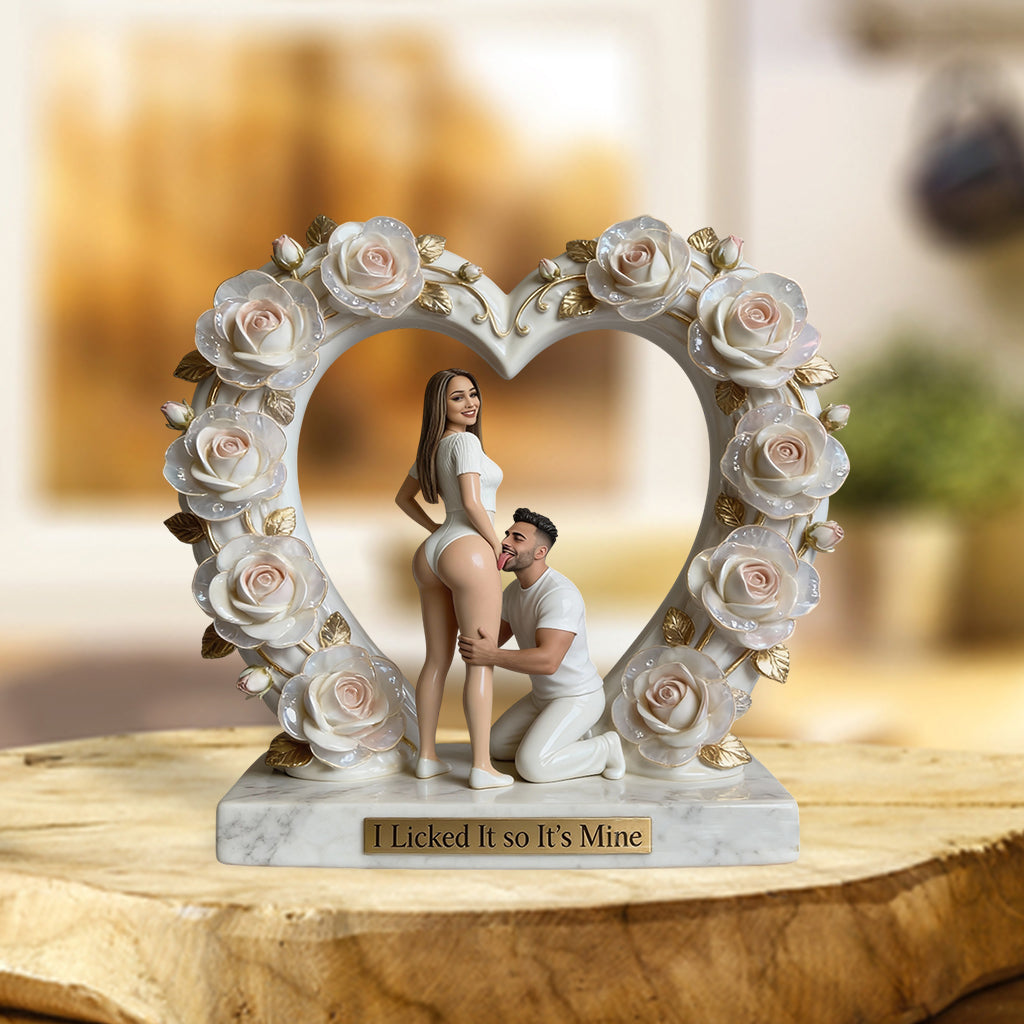 Funny Romantic Couple "I Licked It so It's Mine" Custom Heart Shaped Acrylic Plaque, Cute Relationship Anniversary Gift