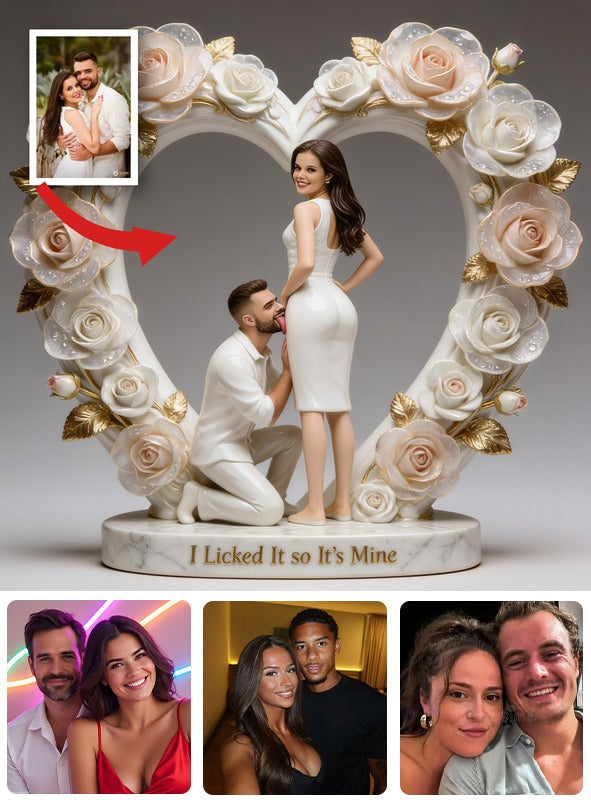 Funny Romantic Couple "I Licked It so It's Mine" Custom Heart Shaped Acrylic Plaque, Cute Relationship Anniversary Gift