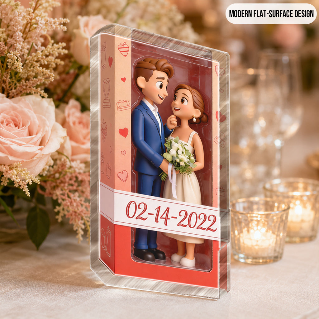 Personalized Chibi Black Couple I Love You Custom Shaped Acrylic Plaque, Romantic Valentine's Anniversary Gift for Partner Desk Home Decor