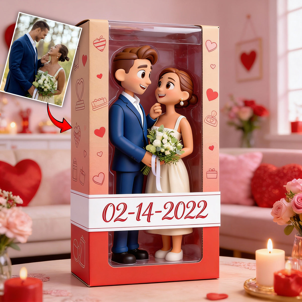 Personalized Chibi Black Couple I Love You Custom Shaped Acrylic Plaque, Romantic Valentine's Anniversary Gift for Partner Desk Home Decor