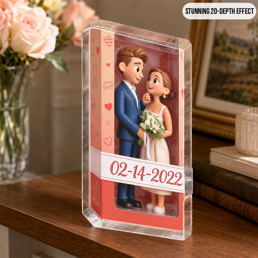 Personalized Chibi Black Couple I Love You Custom Shaped Acrylic Plaque, Romantic Valentine's Anniversary Gift for Partner Desk Home Decor