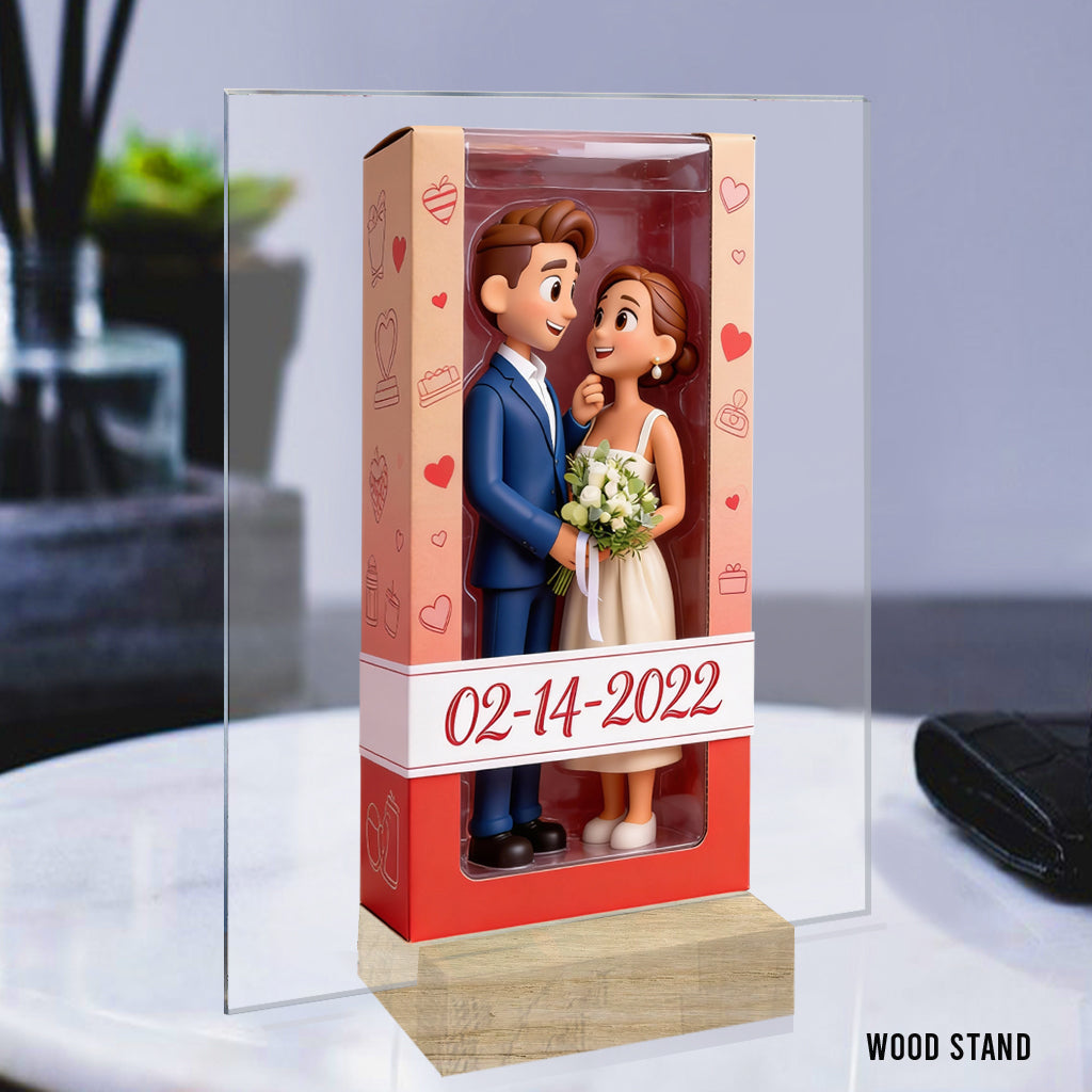 Personalized I Love You Older Couple Hugging Custom Shaped Acrylic Plaque, Romantic Anniversary Keepsake Home Decor Gift