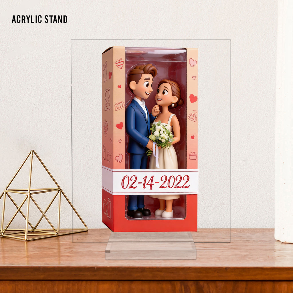 Personalized Chibi Black Couple I Love You Custom Shaped Acrylic Plaque, Romantic Valentine's Anniversary Gift for Partner Desk Home Decor