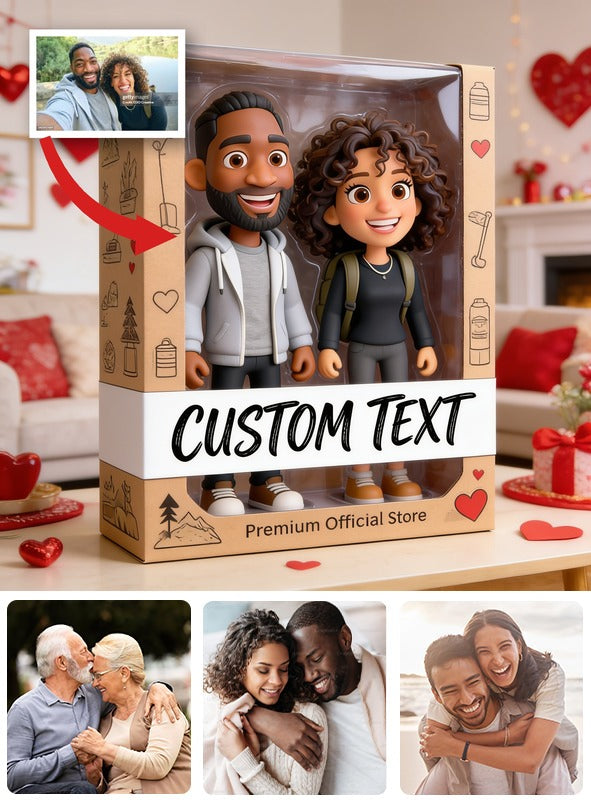 Personalized Chibi Black Couple I Love You Custom Shaped Acrylic Plaque, Romantic Valentine's Anniversary Gift for Partner Desk Home Decor