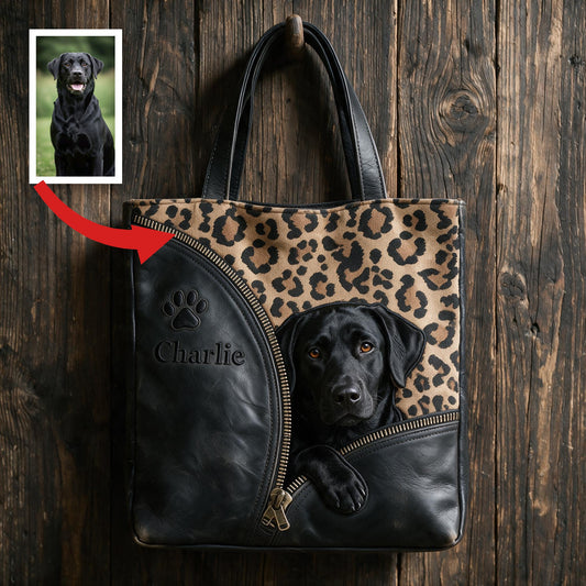 Sac fourre-tout personnalisé Labrador Noir en train de regarder - Cadeau pour amoureux des chiens