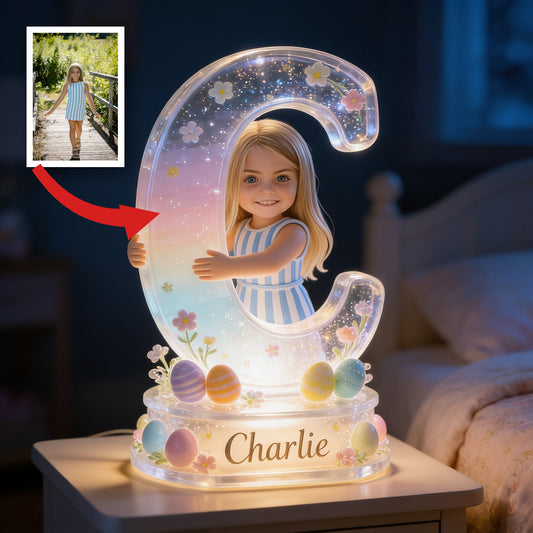 Lampe de Nuit LED Acrylique Personnalisée pour Fille Jeune - Cadeau de Pâques