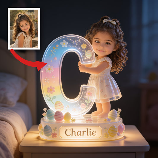 Lampe de Nuit LED Acrylique Personnalisée pour Fille - Cadeau de Pâques