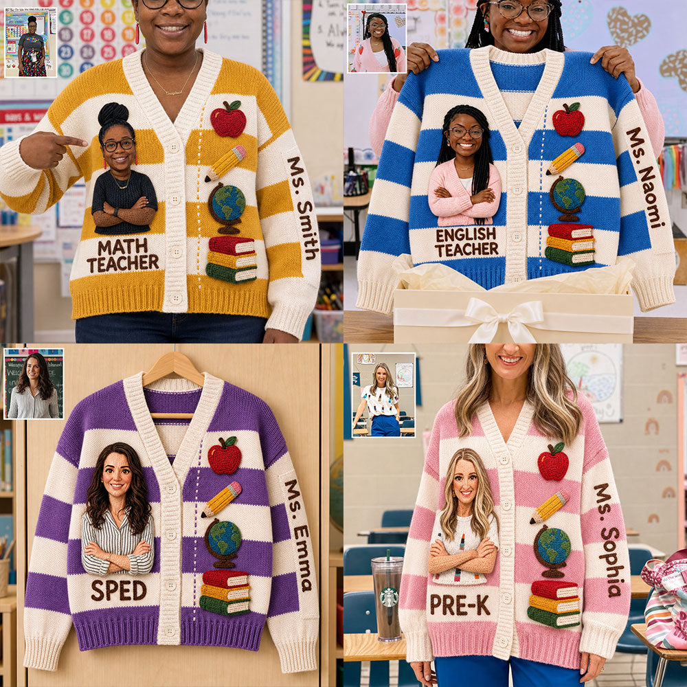 Personalized Female Kindergarten Teacher Cardigan Sweater Latina Teacher Gift