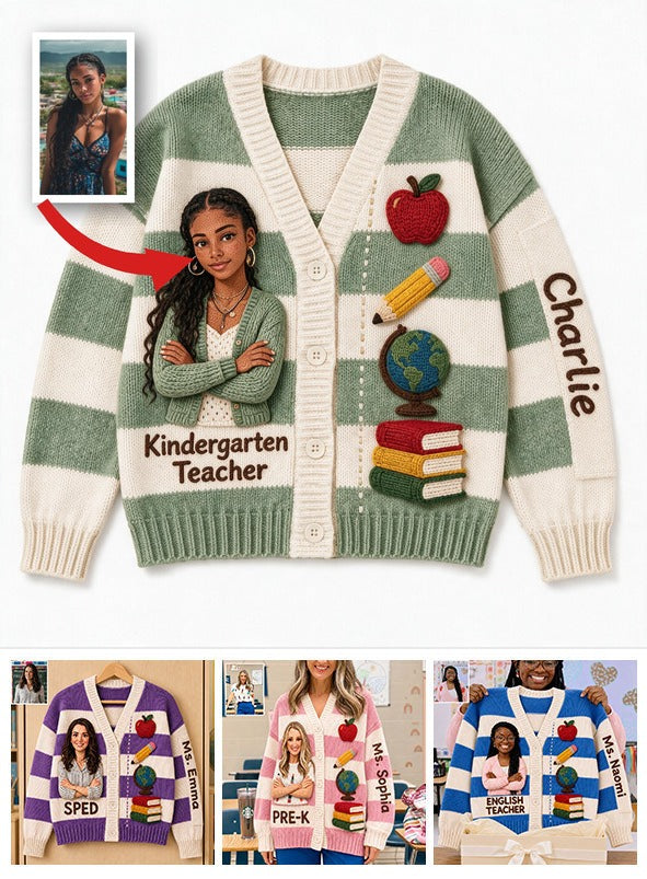 Personalized Female Kindergarten Teacher Cardigan Sweater Latina Teacher Gift