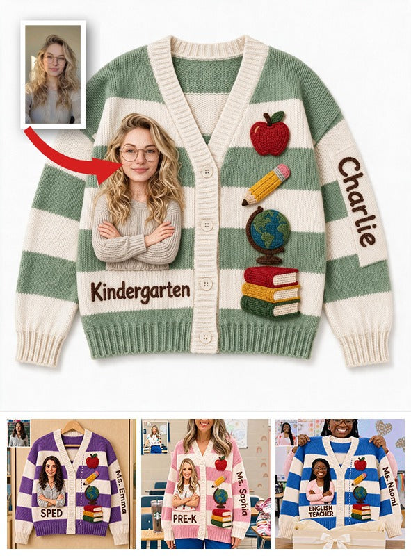 Personalized Female Kindergarten Teacher Cardigan Sweater Teacher Gift