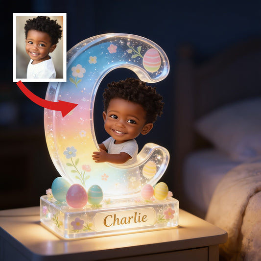 Lampe de Nuit LED Acrylique Personnalisée Souriante Garçon pour Pâques