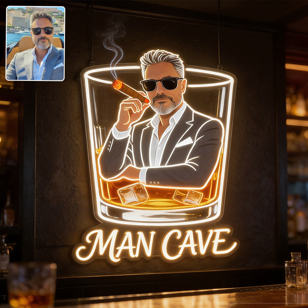 Personalized Whiskey Cigar Bar LED Acrylic Sign Home Bar Decor Gift For Older Men