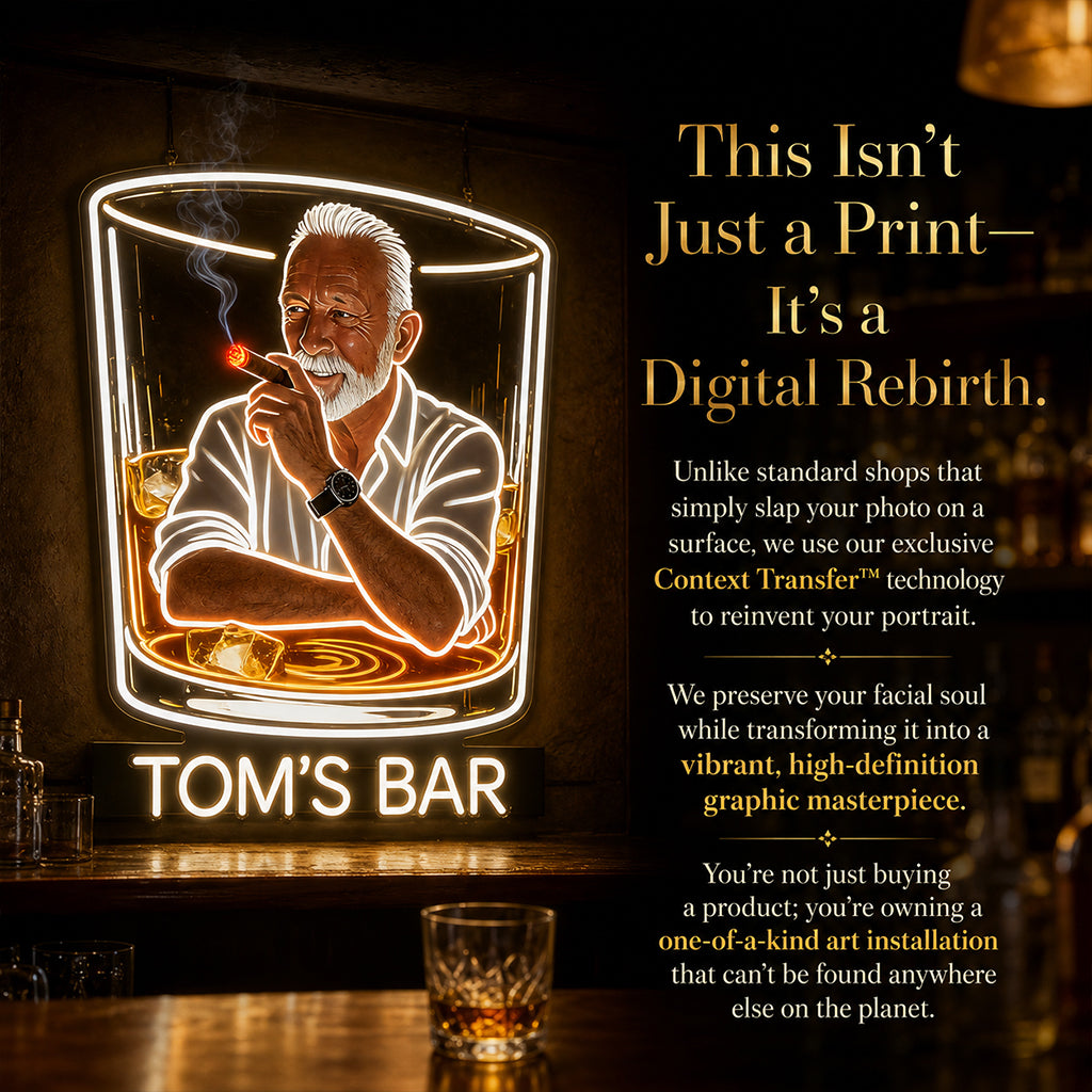 Personalized Adult Latina Man Whiskey Cigar LED Acrylic Sign Home Bar Decor