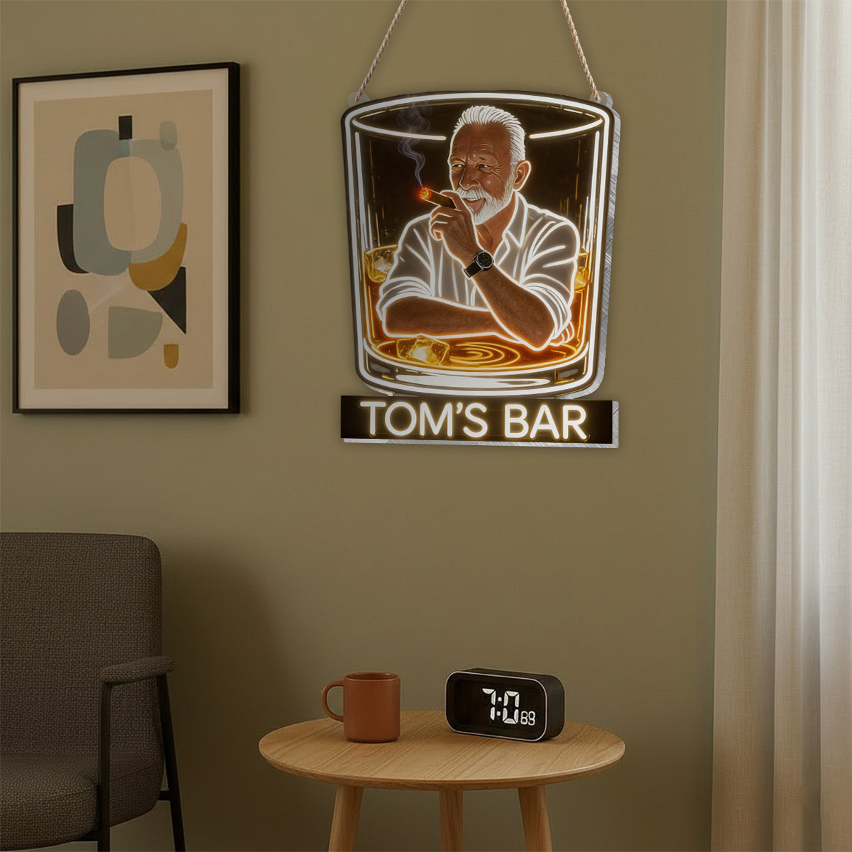 Panneau en Acrylique LED Personnalisé pour Bar - Whisky et Cigare