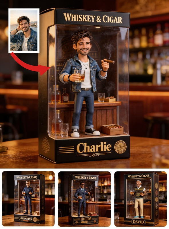Personalized Whiskey & Cigar Custom Shaped Acrylic Plaque Bar Decor Gift For Men