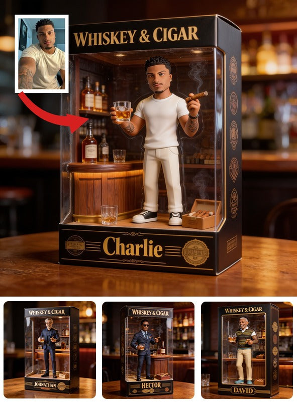 Personalized Whiskey & Cigar Character Shaped Acrylic Plaque Home Bar Gift  For Latina Men