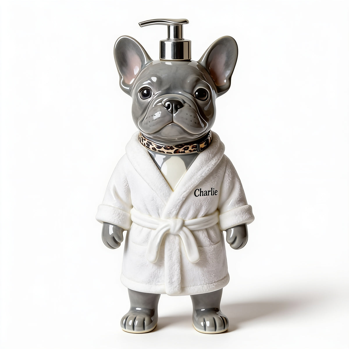 Personalized Grey French Bulldog Soap Dispenser Pet Bathroom Decor