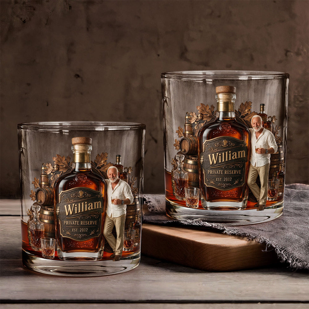 Personalized Older Black Gentleman Whiskey Glass Bourbon Lover Gift