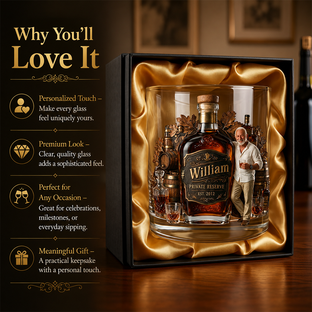 Personalized Older Black Gentleman Whiskey Glass Bourbon Lover Gift