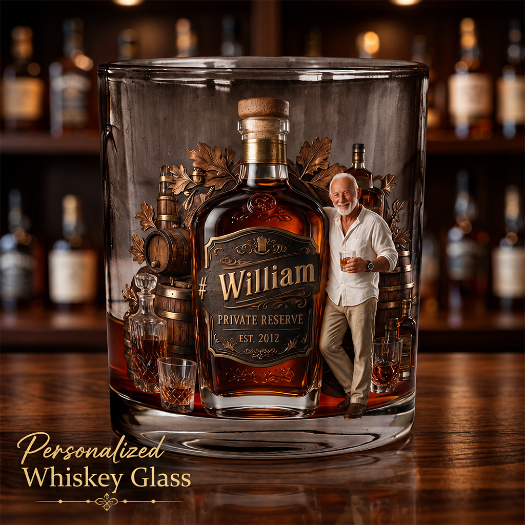 Personalized Older Black Gentleman Whiskey Glass Bourbon Lover Gift