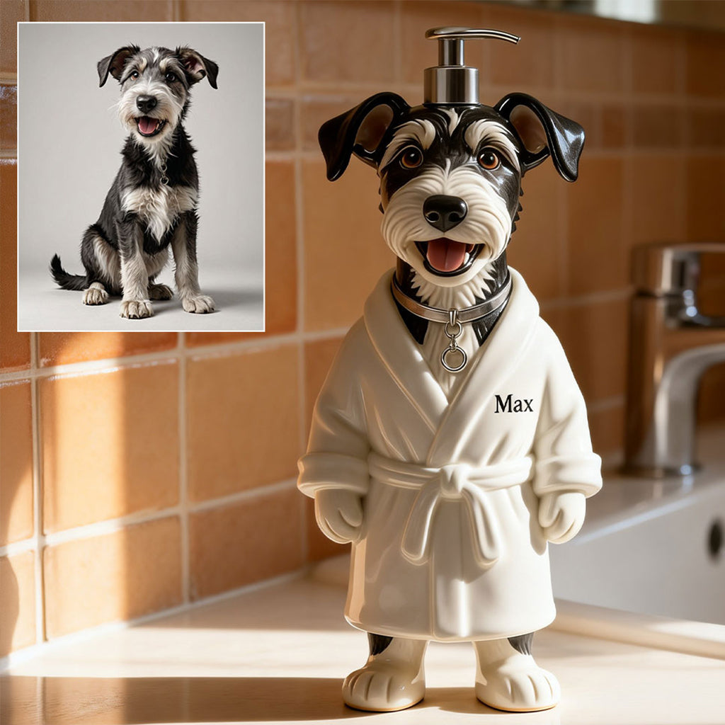 Personalized French Bulldog Bathrobe Soap Dispenser, Pet Lover Bathroom Decor