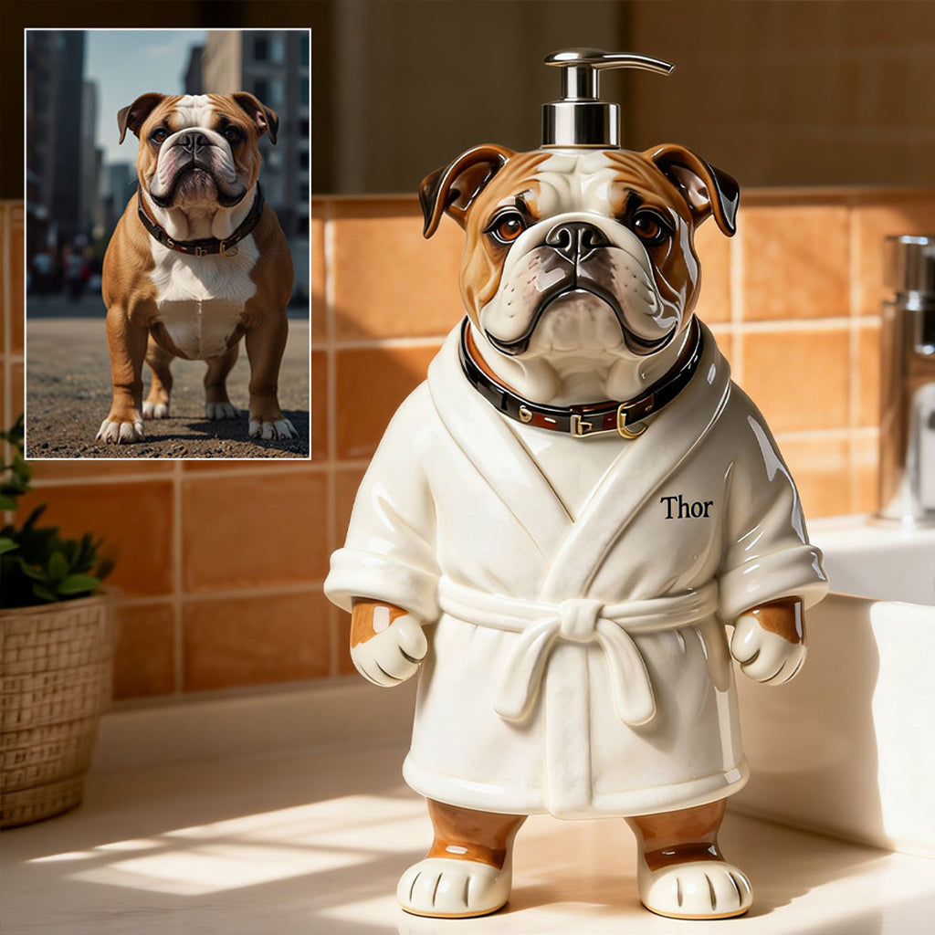 Personalized Grey French Bulldog Soap Dispenser Pet Bathroom Decor