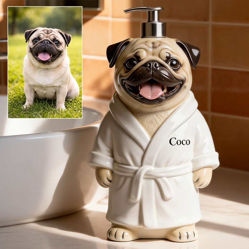 Personalized German Shepherd Bathrobe Soap Dispenser Pet Lover Bathroom Gift