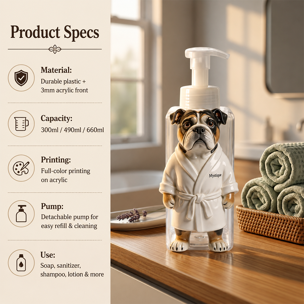 Personalized Border Collie Bath Robe Soap Dispenser Dog Lover Bathroom Gift