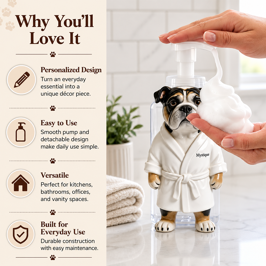 Personalized Grey French Bulldog Soap Dispenser Pet Bathroom Decor