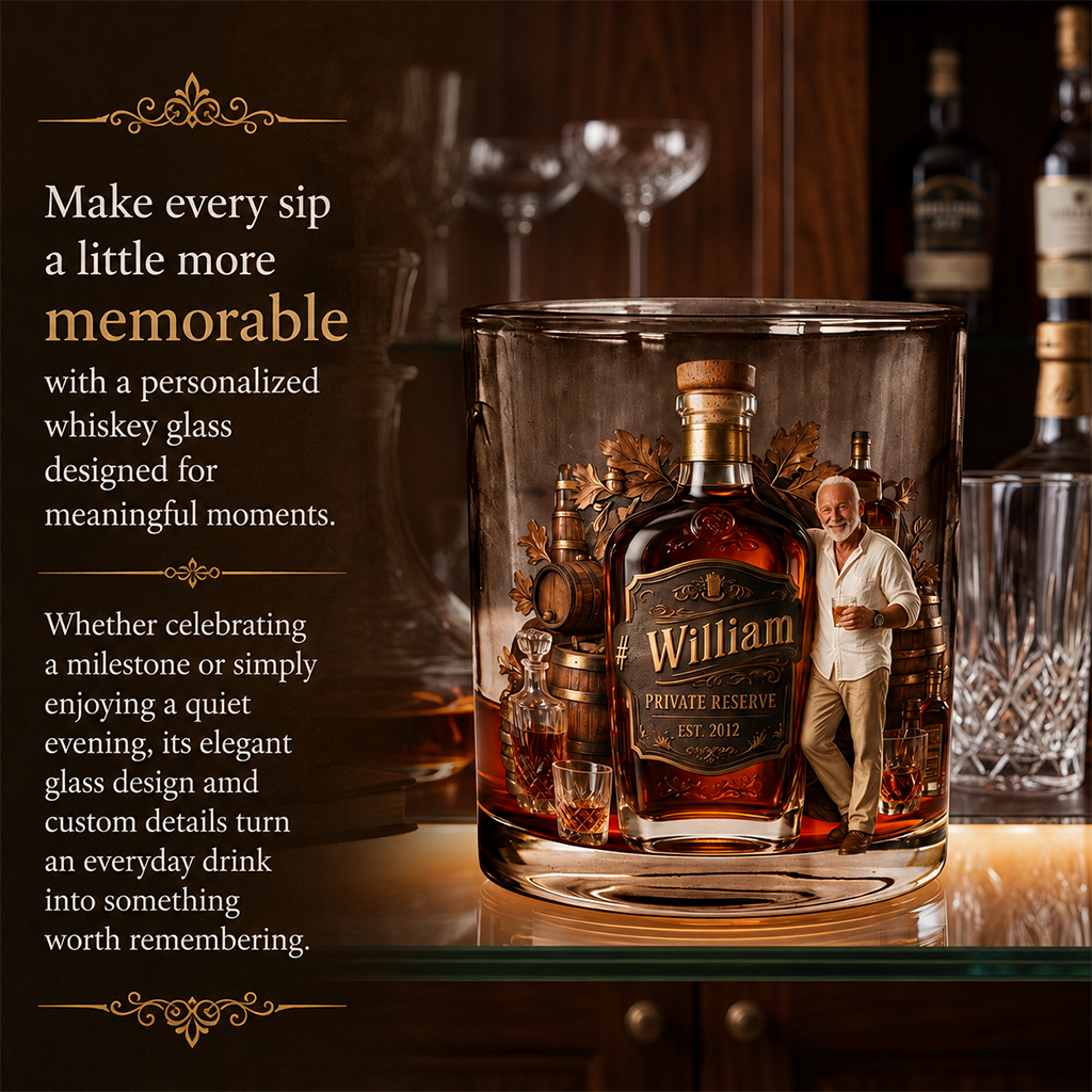 Personalized Casual Man Whiskey Glass Bourbon Lover Gift