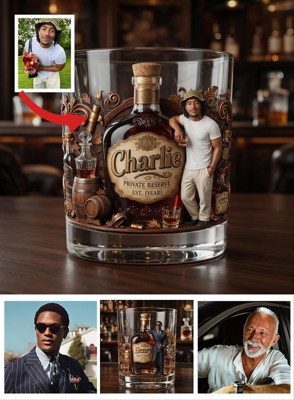 Personalized Casual Man Whiskey Glass Bourbon Lover Gift