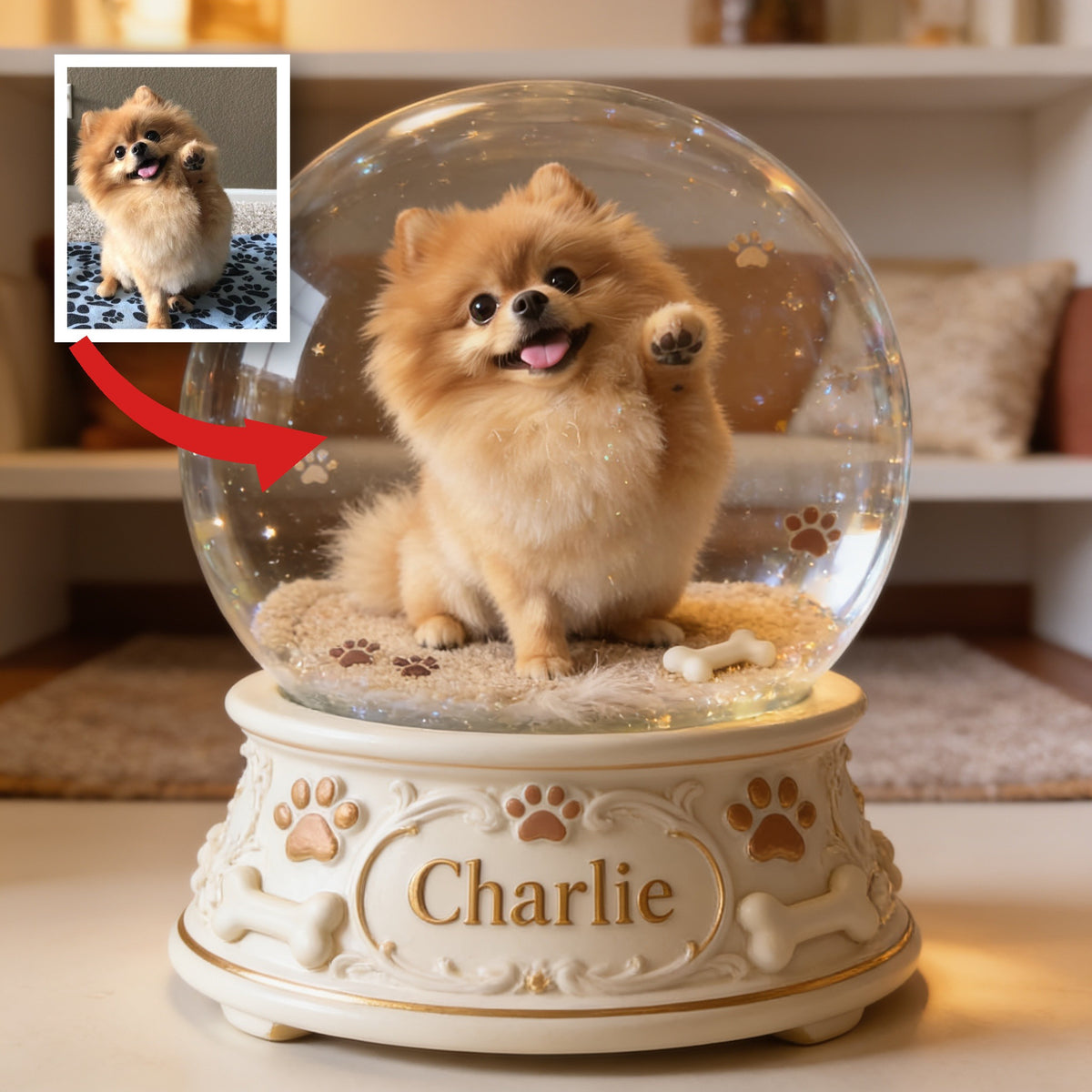 Personalized Fluffy Tan Pomeranian Custom Shaped Acrylic Plaque Table Decor