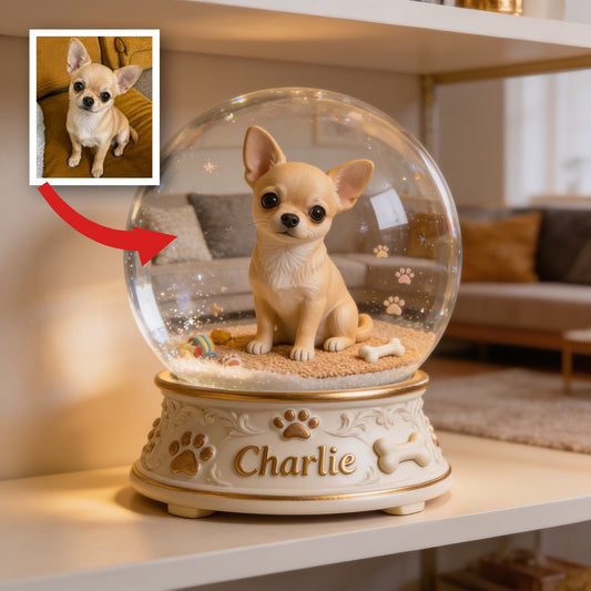 Personalized Fawn Chihuahua Snow Globe Acrylic Table Decor, Pet Lover Gift