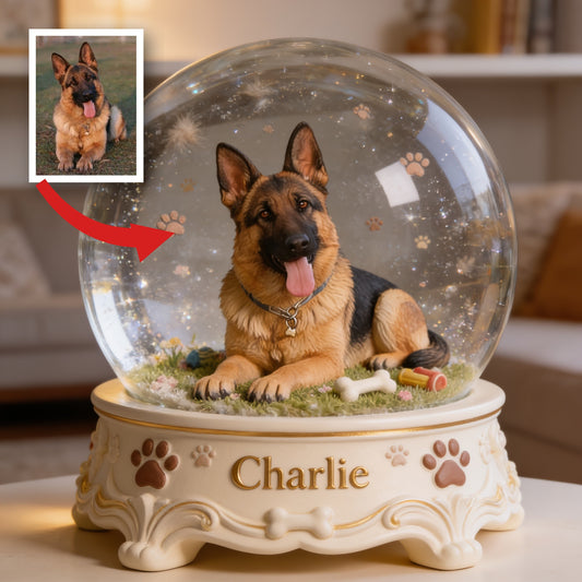 Personalized German Shepherd Acrylic Snow Globe Table Decor Dog Lover Gift