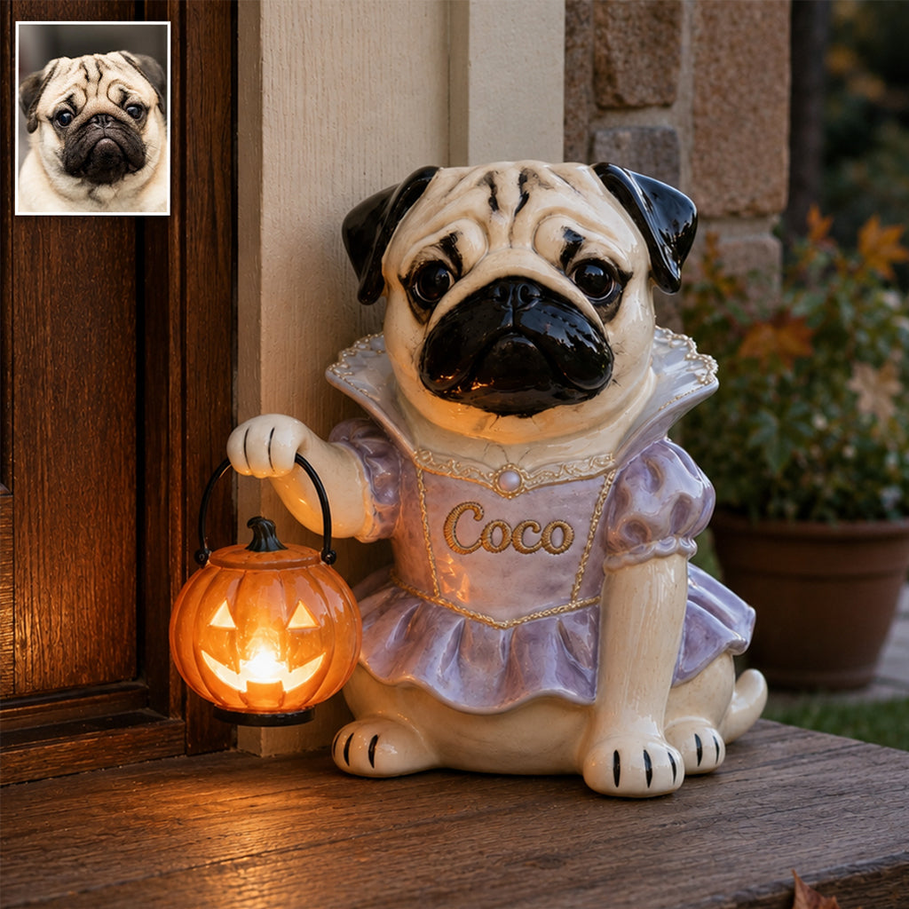 Personalized Halloween Grey French Bulldog Solar Acrylic Light Garden Decor
