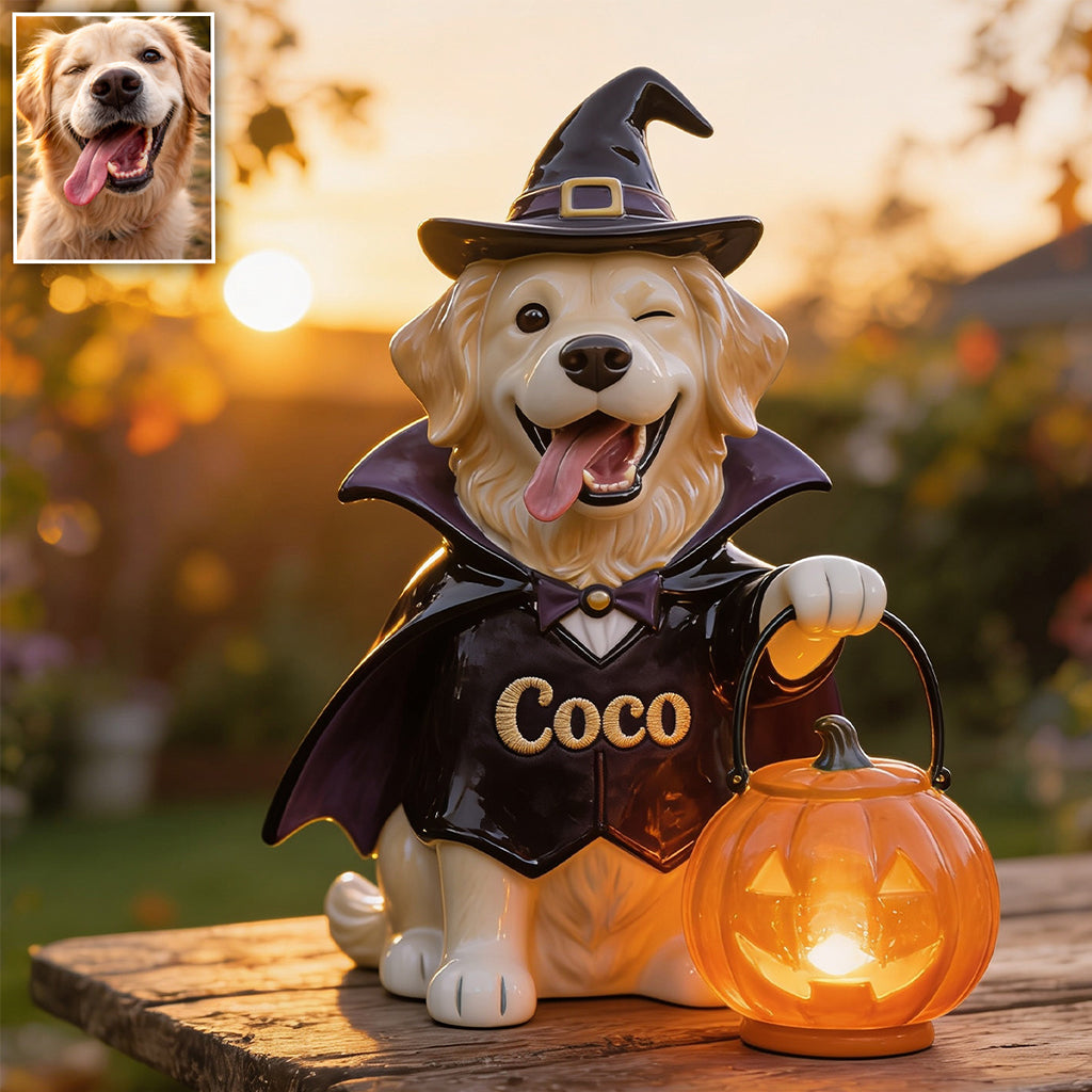 Personalized Halloween Grey French Bulldog Solar Acrylic Light Garden Decor