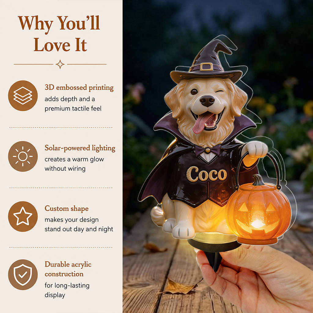 Personalized Fall Labrador Retriever Solar Acrylic Light Garden Decor
