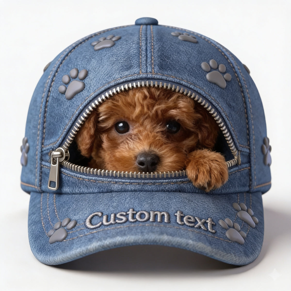 Custom Photo Curly Brown Poodle Puppy Classic Cap Dog Lover Gift