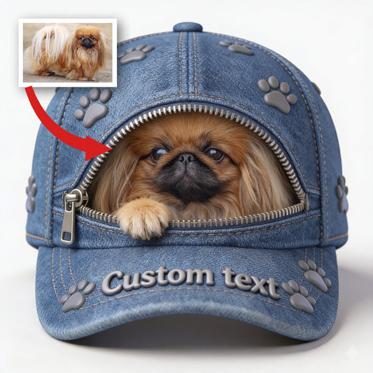 Custom Photo Fluffy Shih Tzu Classic Cap Dog Lover Gift