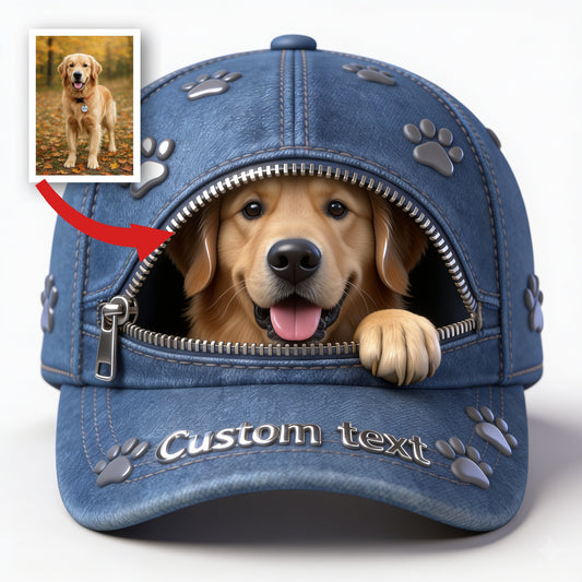 Custom Photo Golden Retriever Puppy Classic Cap Dog Lover Gift