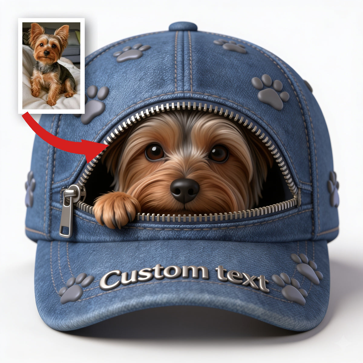 Custom Photo Tiny Yorkshire Terrier Classic Cap Dog Lover Gift