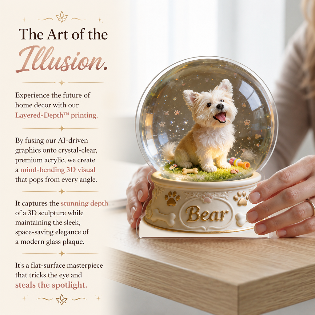 Personalized Fluffy Tan Pomeranian Custom Shaped Acrylic Plaque Table Decor