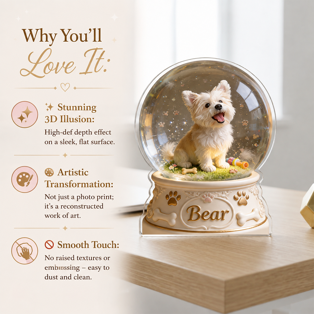 Personalized Golden Retriever Acrylic Snow Globe Table Decor Dog Owner Gift