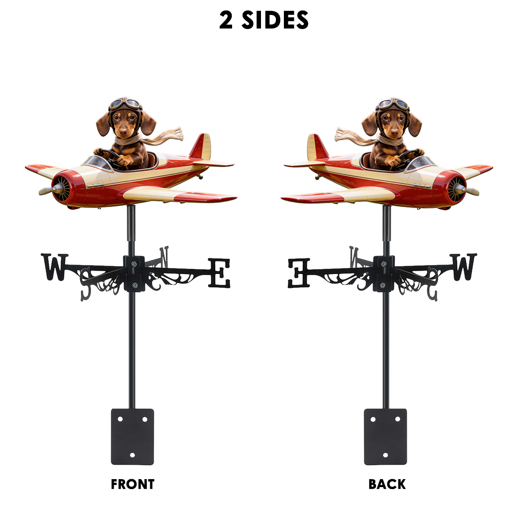 Custom Photo Siberian Husky Pilot Weather Vane, Garden Pet Lover Yard Decor