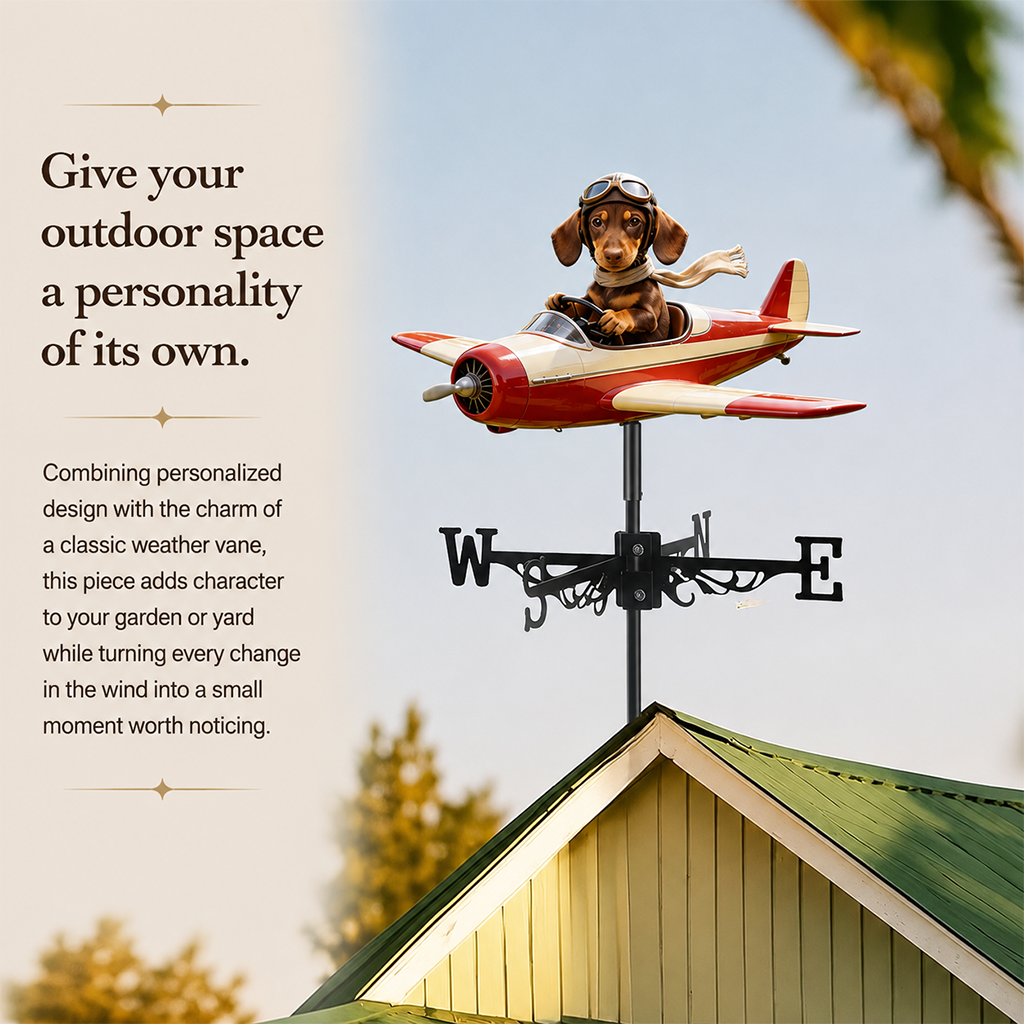 Custom Photo Siberian Husky Pilot Weather Vane, Garden Pet Lover Yard Decor