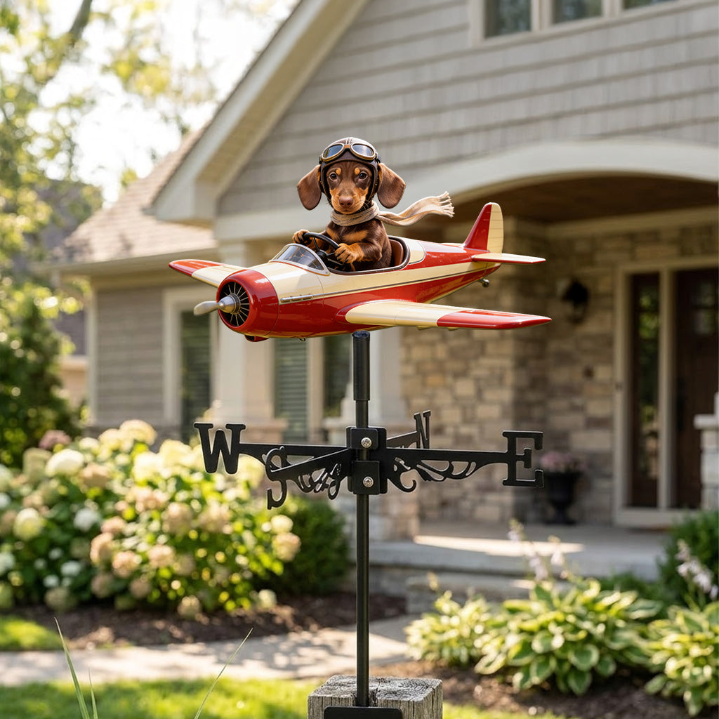 Custom Photo Cute Chihuahua Pilot Weather Vane, Garden Pet Lover Gift