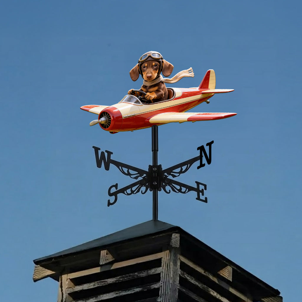 Custom Photo German Shepherd Pilot Weather Vane, Pet Lover Outdoor Garden Decor Gift